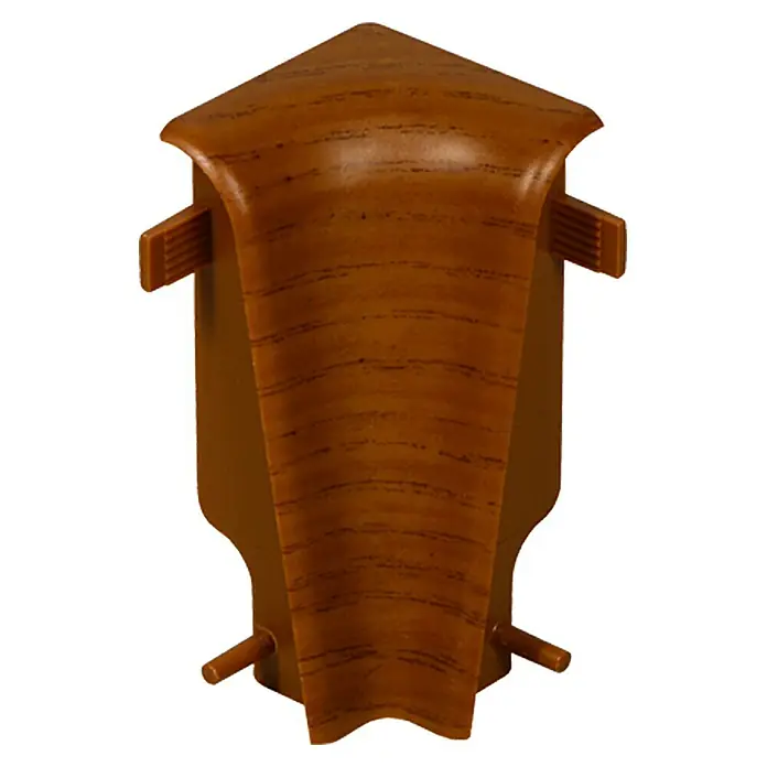 Profiles and more Innenecke FU60L - Merbau/Robinie, 2 Stk. - Ein brauner Eckverbinder mit Holzmaserung, ideal für Sockelleisten. Perfekt für saubere Übergänge und einen stilvollen Abschluss.