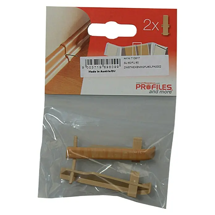 Profiles and more Übergangskappe FU60L - Birne golden, 2 Stk. - Eine Packung mit zwei Sockelleistenprofilen in Holzoptik, perfekt für die stilvolle Gestaltung von Bodenabschlüssen.
