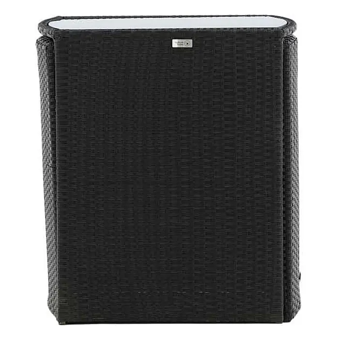 Ebuy24 Gartentisch-Set Savanna - Gesamtumfang: 3 -tlg., L x B x H: 50 x 66 x 75 cm, Ø x H: 50 x 75 cm, Kunststoff, Metall, Ausziehbar - Schwarzer Polyrattan-Beistelltisch für den Außenbereich mit weißer Platte.