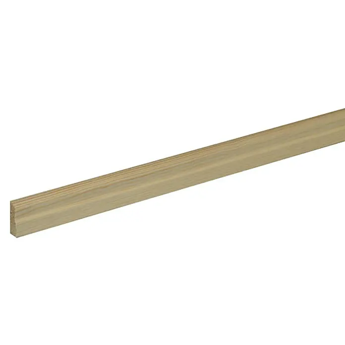 Profilleiste SF293 - 240 x 0,7 x 2,3 cm, Fichte/Kiefer - Abbildung eines hellen, unbehandelten Vierkantholzes mit einer deutlichen Holzmaserung, ideal für Bau- und Bastelprojekte.