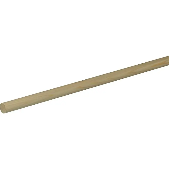 Rundstab - Ø x L: 1,3 x 240 cm, Kiefer - Nahaufnahme eines einzelnen, glatten, hellen Holzstabes, ideal für Bastelprojekte oder Heimwerkerarbeiten.