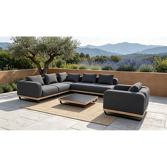 Sunfun Conjunto de muebles Cintia (6 pzs., Aluminio/Poliéster, Antracita) | BAUHAUS