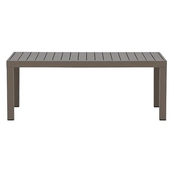 Ebuy24 Garten-Loungetisch Copacabana - L x B x H: 70 x 120 x 45 cm, Ø x H: 70 x 45 cm, Aluminium, Braun, Stapelbar - Dunkelgrauer rechteckiger Metalltisch mit Lattenplatte und quadratischen Beinen.