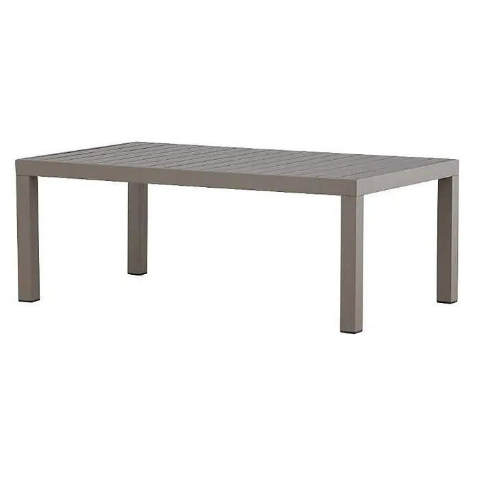 Ebuy24 Garten-Loungetisch Copacabana - L x B x H: 70 x 120 x 45 cm, Ø x H: 70 x 45 cm, Aluminium, Braun, Stapelbar - Rechteckiger grauer Gartentisch mit Lattenrostplatte und stabilen Vierkantbeinen.
