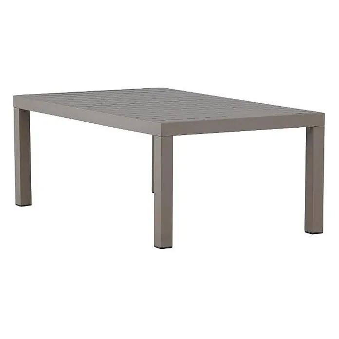 Ebuy24 Garten-Loungetisch Copacabana - L x B x H: 70 x 120 x 45 cm, Ø x H: 70 x 45 cm, Aluminium, Braun, Stapelbar - Rechteckiger grauer Metall-Gartentisch mit Lattenrostplatte.