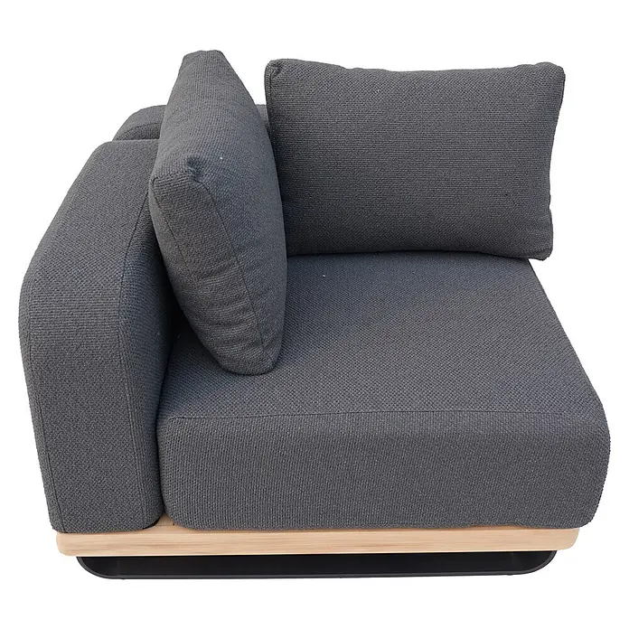 Sunfun Conjunto de muebles Cintia - 6 pzs., Aluminio/Poliéster, Antracita - Sillón modular de tela gris con base de madera.