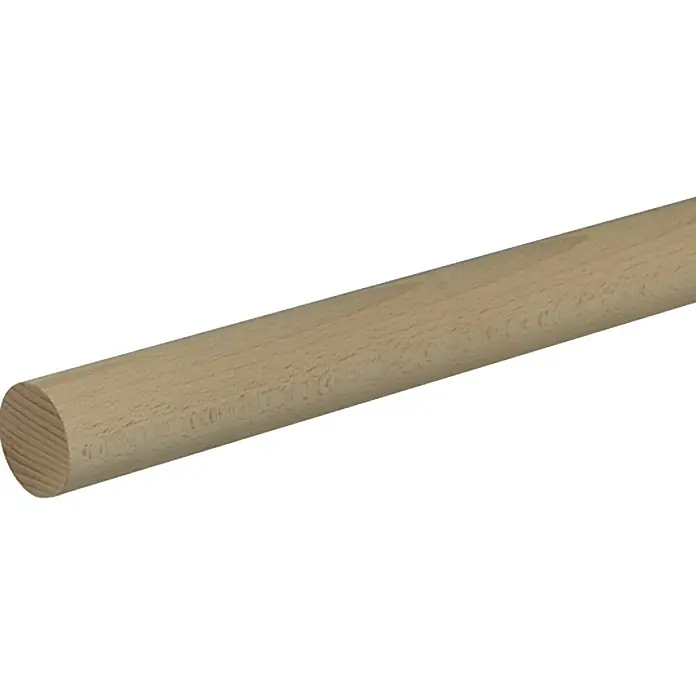 Profiles and more Rundstab - Ø x L: 40 mm x 100 cm, Buche, Glatt - Nahaufnahme eines hellen Holzrundstabs, der sich ideal für Handwerksprojekte und Heimwerkerarbeiten eignet.