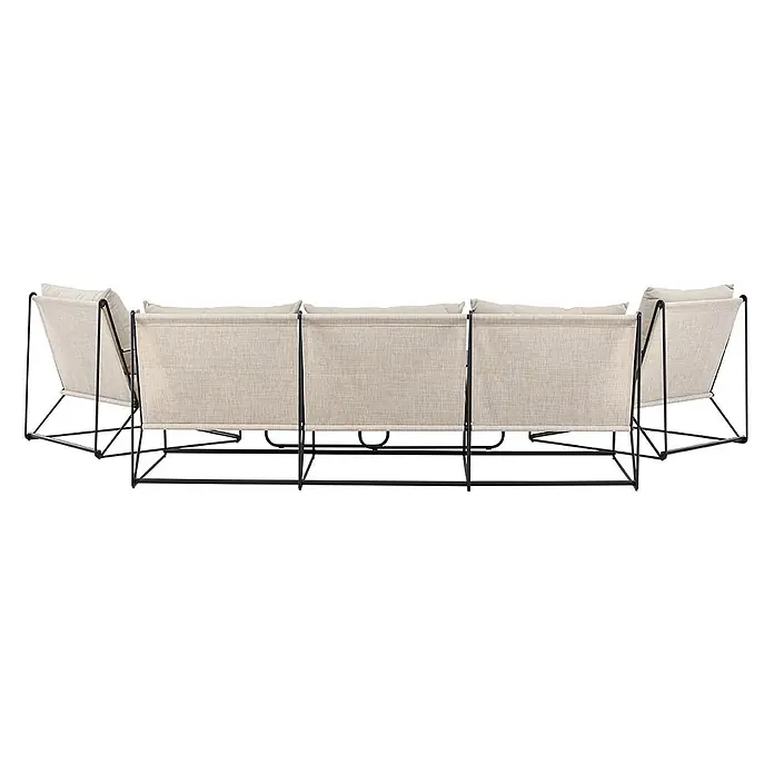Ebuy24 Loungemöbel-Set Palazzo - 5 -tlg., Stahl, Schwarz - Rückansicht eines Modulsofas mit schwarzem Metallrahmen und hellbeigem Stoffbezug.