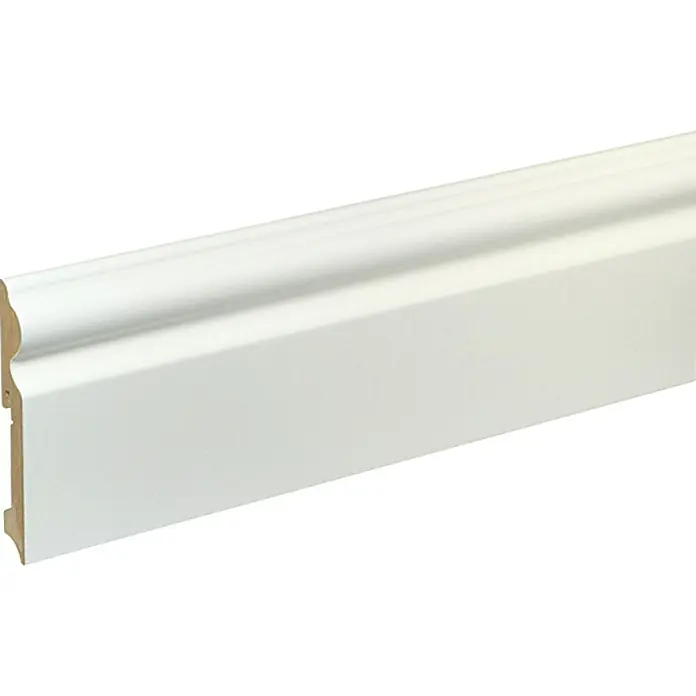 Sockelleiste FU116L - 240 cm x 15 mm x 115 mm, MDF, Weiß, Lackiert - Weiße Fußleiste für einen sauberen Übergang zwischen Wand und Boden. Ideal für Renovierungen und Neubauten.