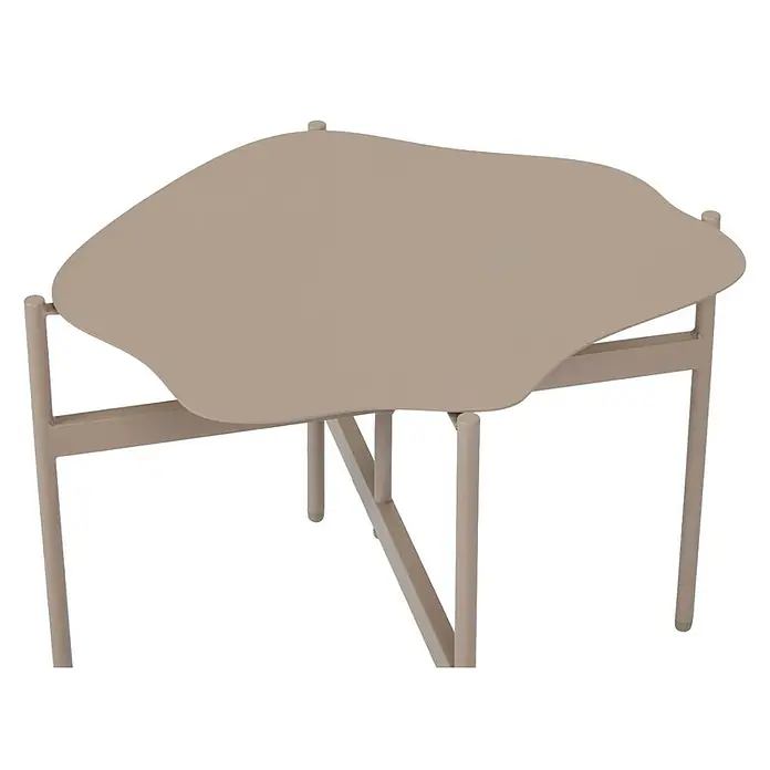Ebuy24 Loungemöbel-Set Madison - 3 -tlg., Nonwood, Olefin, PE-Kunststoff, Polyester, Stahl, Beige - Hellbrauner Couchtisch mit organisch geformter Platte und dünnen Beinen.