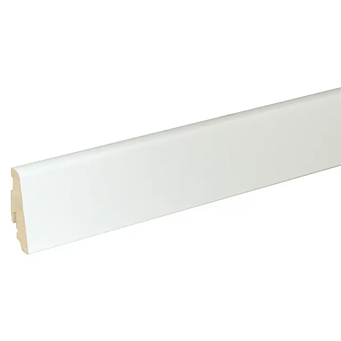 Sockelleiste FU60L Uni Weiß - 240 cm x 19 mm x 58 mm, MDF - Weiß lackierte Sockelleiste aus Holz, ideal für einen sauberen Übergang zwischen Wand und Boden und stilvolle Raumgestaltung.