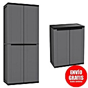 Terry J-Base Armario multiusos de plástico  (Escobero + bajo, Gris oscuro/Negro, 2 pzs.) | BAUHAUS
