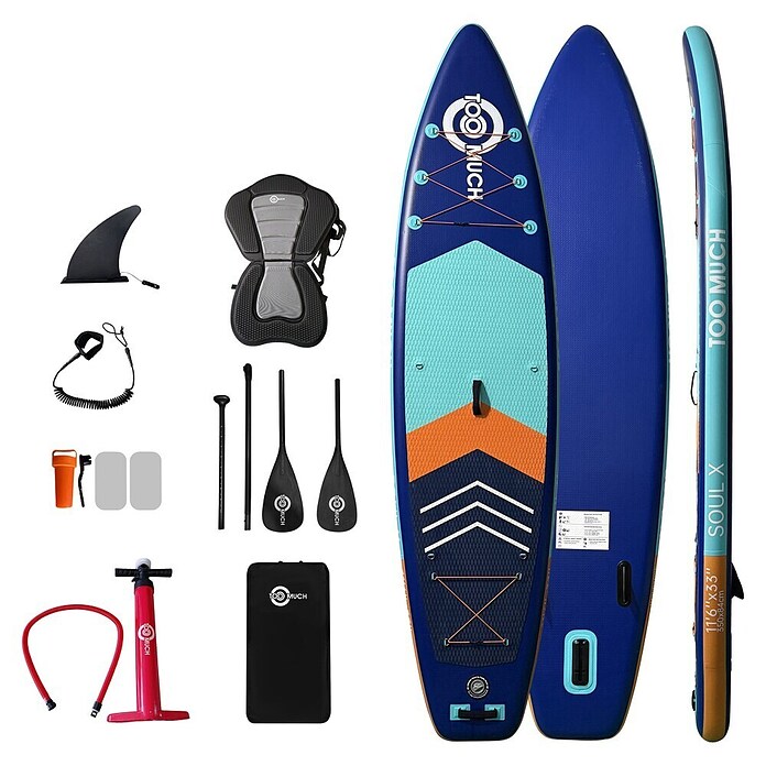 Set SUP daska s priborom Too Much Soul X  (D x Š x V: 350 x 84 x 15 cm, Nosiva sila: 180 kg, Tirkizno-siva) | BAUHAUS