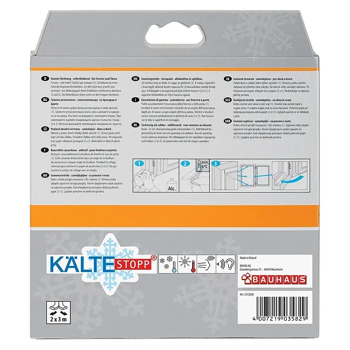 KÄLTESTOPP E-Rillenprofildichtung - Braun, 6 m x 9 mm x 4 mm, Spaltenbreiten 1 - 3,5 mm - Selbstklebende Gummidichtung für Fenster und Türen, 2 x 3 Meter, zur Isolierung gegen Kälte.