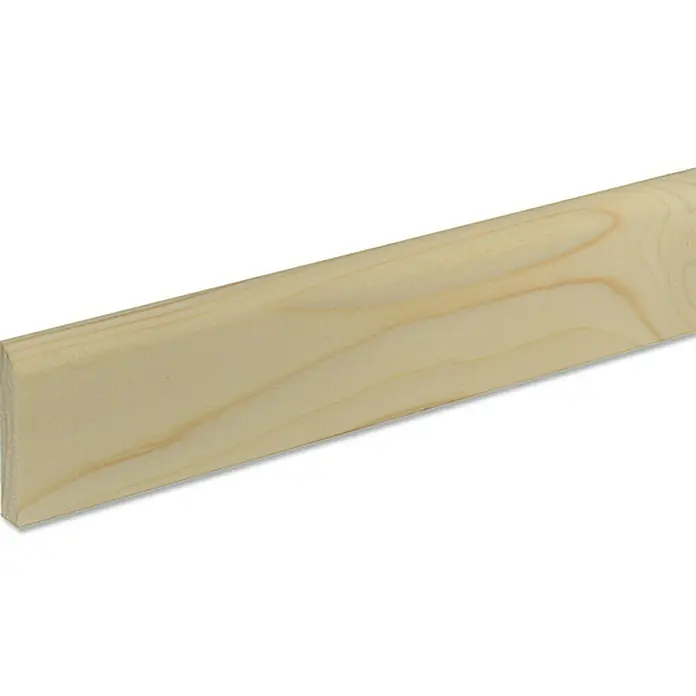 Sockelleiste SF259 - 240 x 1 x 5,8 cm, Fichte/Kiefer astig - Holzleiste mit glatter Oberfläche und deutlicher Maserung, ideal für Bau- und Bastelprojekte.