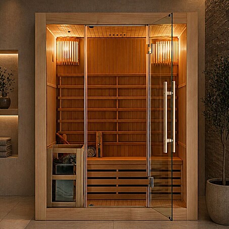 Sanotechnik Massivholzsauna Riga (L x B x H: 120 x 150 x 190 cm, 4,6 kW)