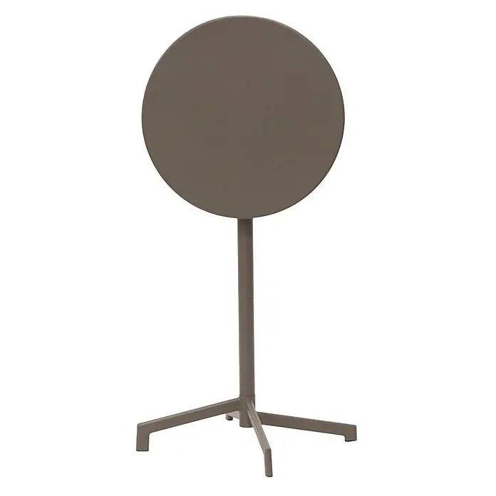 Ebuy24 Garten-Stehtisch rund Adam - Ø x H: 60 x 102 cm, Stahl, Stapelbar, Cappuccino - Runder taupefarbener Tisch mit Mittelfuß und Dreibein-Gestell.