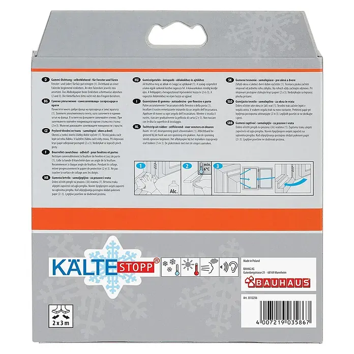 KÄLTESTOPP P-Profildichtung - Braun, 6 m x 9 mm x 5,5 mm, Spaltenbreiten 2 - 5 mm - Verpackung für KÄLTESTOPP selbstklebende Gummidichtung für Fenster und Türen.