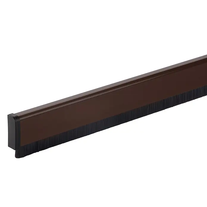 KÄLTESTOPP Türbodendichtung Automatik - Braun, 1 m, Spaltenbreiten bis 15 mm - Braune Türbodendichtung mit schwarzen Borsten zum Abdichten von Spalten.