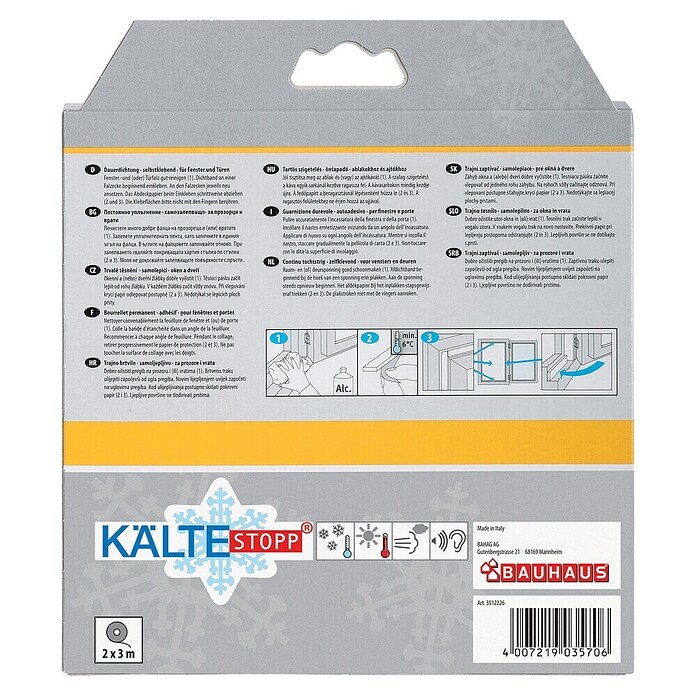 KÄLTESTOPP Dauerdichtung (Braun, 6 m x 9 mm x 4 mm, Spaltenbreiten 1,5 - 3,5 mm)