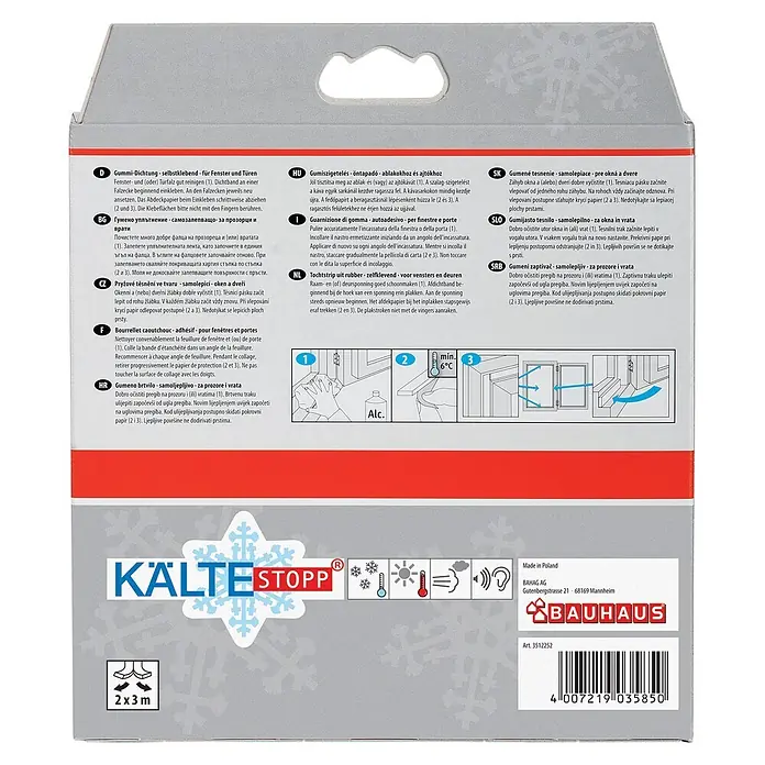 KÄLTESTOPP P-Profildichtung - Weiß, 6 m x 9 mm x 5,5 mm, Spaltenbreiten 2 - 5 mm - Selbstklebendes Gummidichtband für Fenster und Türen, 2x3m.