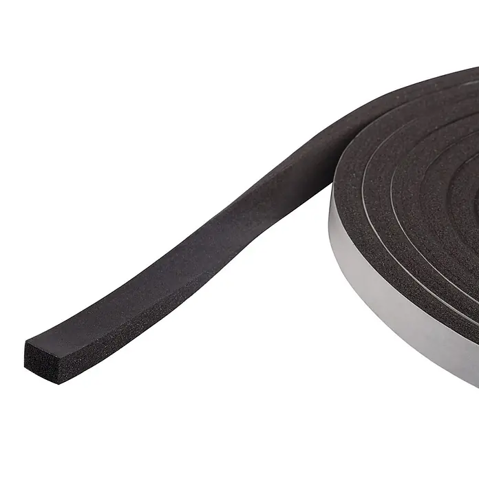 KÄLTESTOPP Schaumstoffdichtung - Anthrazit, 10 m x 15 mm x 9 mm, Spaltenbreiten 1 - 8,5 mm - Rolle schwarzes selbstklebendes Schaumstoffband zum Abdichten und Dämmen.