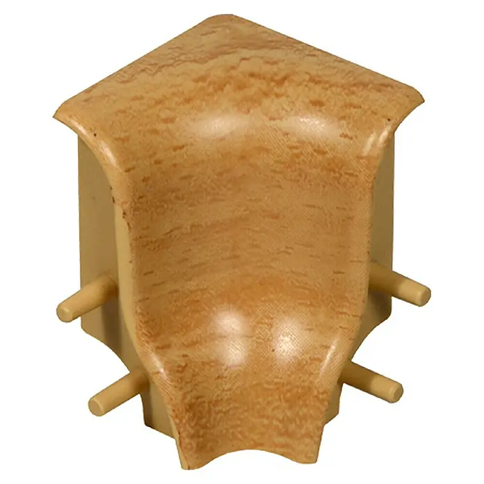 Profiles and more Innenecke SU18/FU18 - Buche gedämpft, 2 Stk. - Das Eckstück ist aus hellem Holz und hat eine abgerundete Form mit kleinen Stiften an den Seiten, die ihm einen rustikalen Charme verleihen.