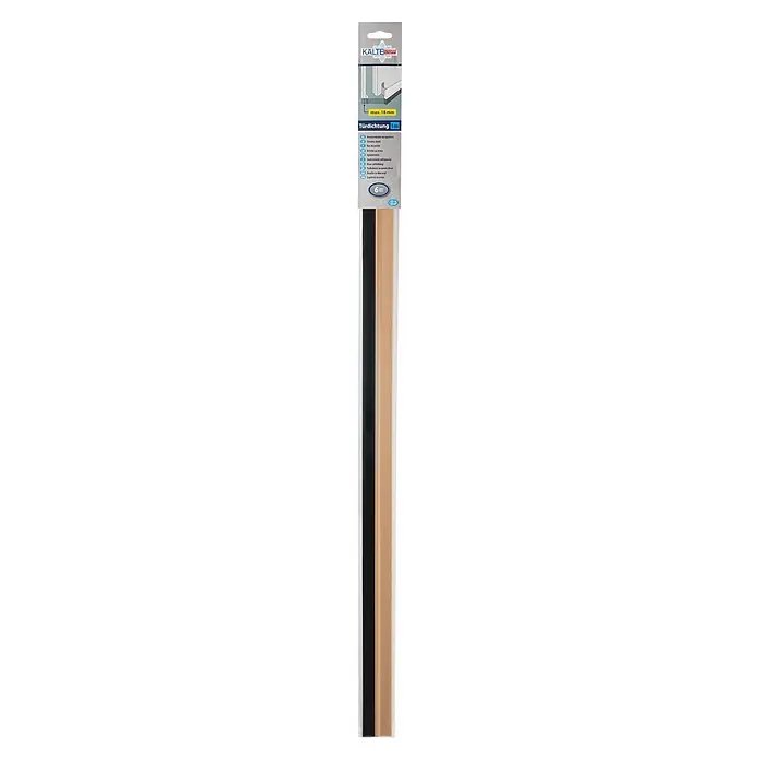 KÄLTESTOPP Türbodendichtung Standard - Buche, 1 m, Geeignet für: Zimmertüren - KÄLTESTOPP Türdichtung mit schwarzer Bürste und heller Holzoptik-Leiste, 1m lang, für Spalten bis 18mm.