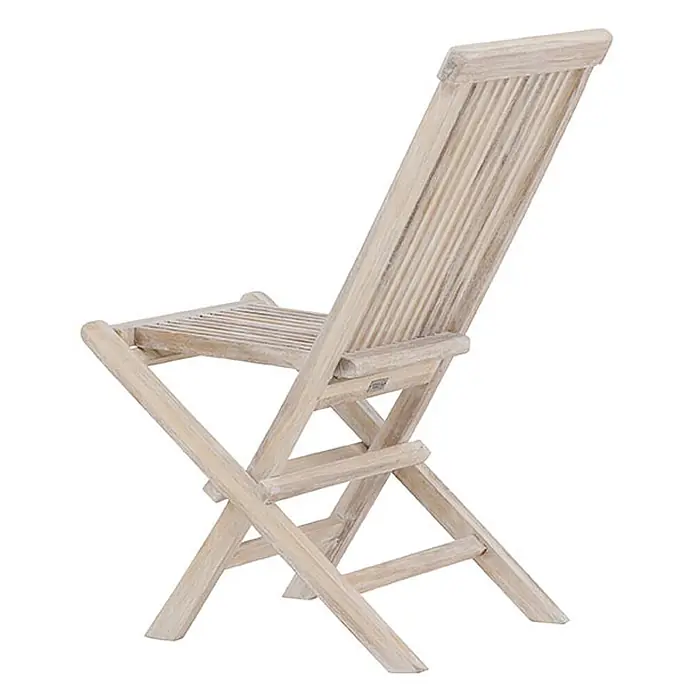 Ebuy24 Gartenstuhl Kenya 2er-Set - Teak, Whitewash, B x T x H: 47 x 62 x 89 cm - Heller, verwitterter Holz-Klappstuhl.