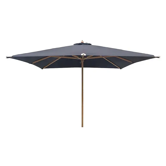 Ebuy24 Marktschirm Orlando - Schwarz - Dunkelgrauer quadratischer Sonnenschirm mit Holzstange und Gestell.