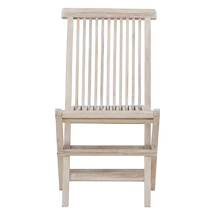 Ebuy24 Gartenstuhl Kenya 2er-Set - Teak, Whitewash, B x T x H: 47 x 62 x 89 cm - Stuhl aus hellem, verwittertem Holz mit Lattenrückenlehne und Sitzfläche für den Innen-/Aussenbereich.