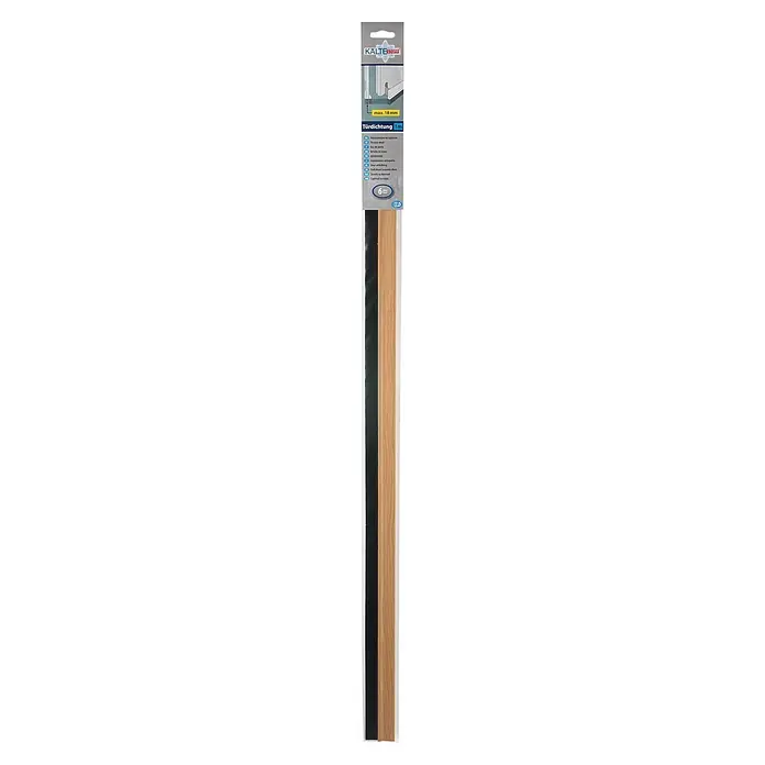 KÄLTESTOPP Türbodendichtung Standard - Eiche, 1 m, Geeignet für: Zimmertüren - Türdichtung in Holzoptik mit schwarzer Bürste, 1 Meter lang, für Spalten bis 18mm.