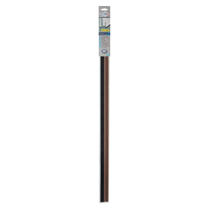 KÄLTESTOPP Türbodendichtung Standard - Nussbaum, 1 m, Geeignet für: Zimmertüren - Türbodendichtung mit dunkler Bürste und brauner Holzoptik-Leiste für Spalten bis 18mm.