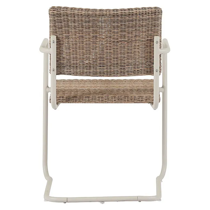 Ebuy24 Gartenstuhl Camille - Metall Rattan, Natur, B x T x H: 14 x 41 x 47 cm - Stuhl aus geflochtenem Rattan in Naturton mit cremeweißem Metallgestell.