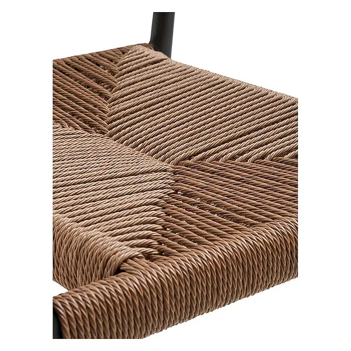 Ebuy24 Gartenstuhl Canari 2er-Set - PE Rattan, Aluminium, Natur, B x T x H: 57 x 60 x 78 cm - Sitzfläche aus braunem geflochtenem Seil mit detailreichem Muster.