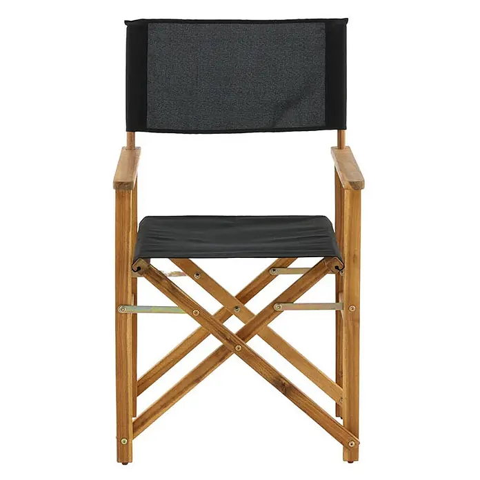 Ebuy24 Gartenstuhl Marion 2er-Set - 2 Stk., Polyester, Holz, B x T x H: 53 x 55 x 90 cm - Klappbarer Regiestuhl mit Holzrahmen und schwarzem Stoffbezug für Sitz und Rückenlehne.