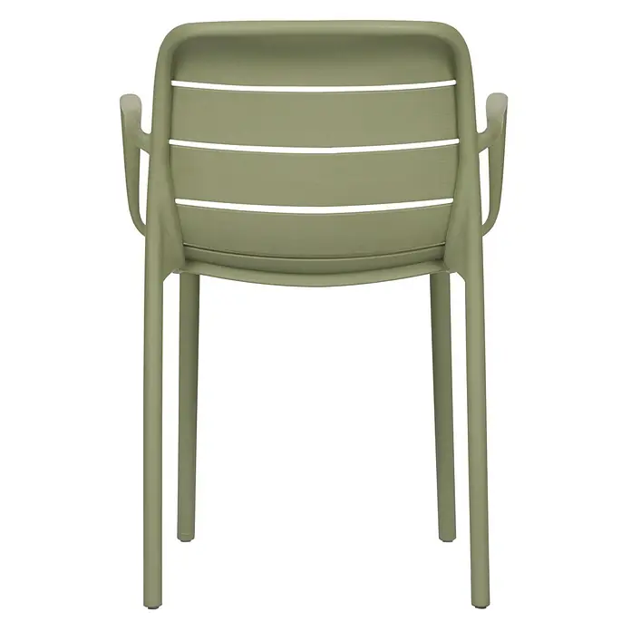 Ebuy24 Gartenstuhl Silja - Kunststoff, Grün, B x T x H: 55 x 57 x 80 cm - Grüner Plastikstuhl mit Armlehnen und Lattenrückenlehne.