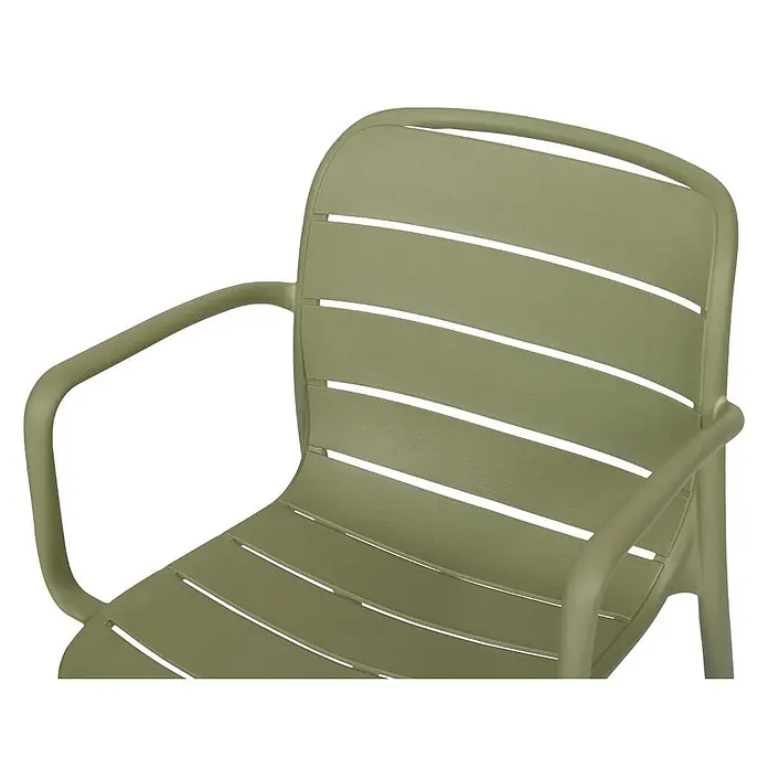 Ebuy24 Gartenstuhl Silja - Kunststoff, Grün, B x T x H: 55 x 57 x 80 cm - Salbeigrüner Lamellenstuhl mit Armlehnen.
