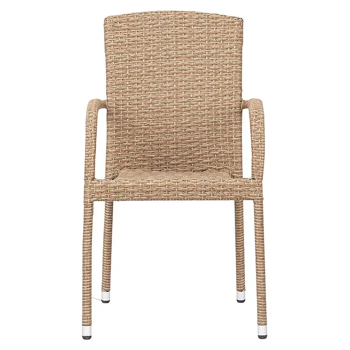 Ebuy24 Gartenstuhl Anita - 1 Stk., Metall Rattan, Natur, B x T x H: 63 x 53 x 88 cm - Beiger geflochtener Outdoor-Stuhl mit Armlehnen.