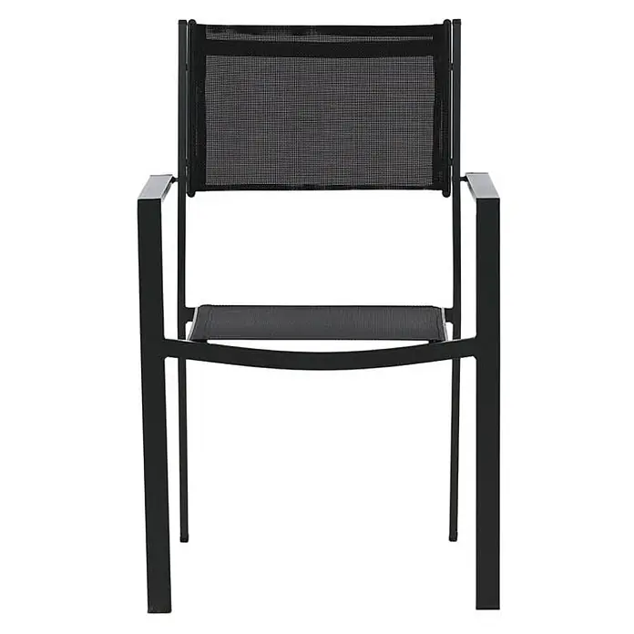 Ebuy24 Gartenstuhl Copacabana 2er-Set - Aluminum, Textil, Schwarz, B x T x H: 57 x 61 x 88 cm - Schwarzer Stuhl mit Netzrückenlehne und Sitzfläche.