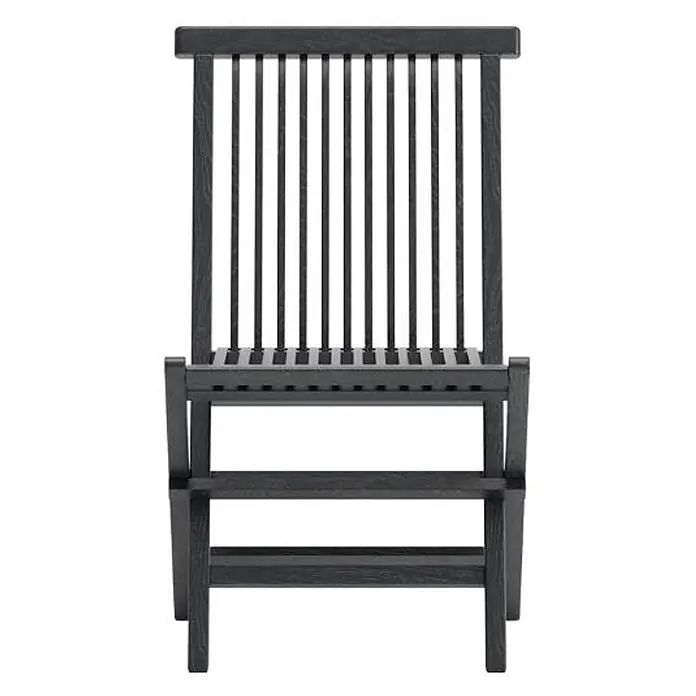 Ebuy24 Gartenstuhl Kenya 2er-Set - 2 Stk., Teak, Schwarz, B x T x H: 47 x 61 x 89 cm - Dunkelgrauer Holz-Klappstuhl mit Lamellen.