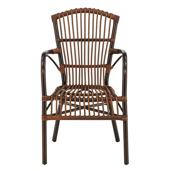 Ebuy24 Gartenstuhl Galera - Aluminum, Rattan, Braun, B x T x H: 55 x 63 x 90 cm - Brauner Rattansessel.