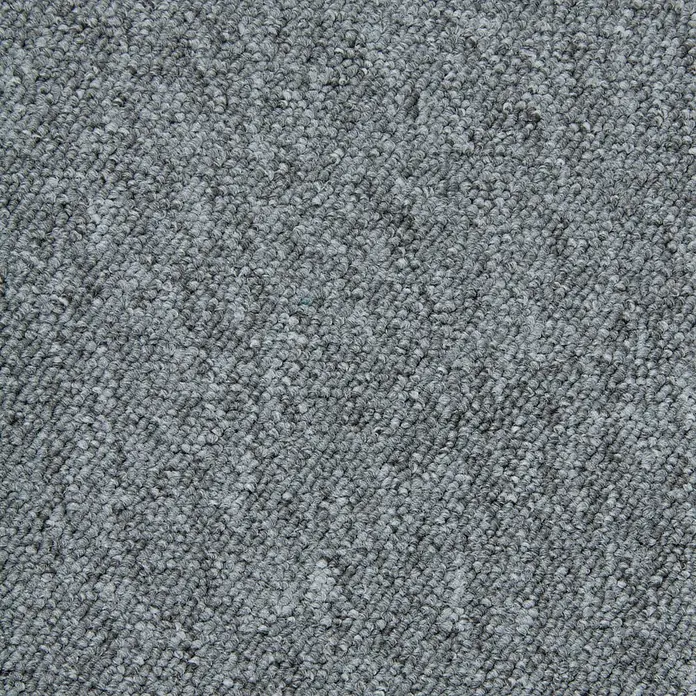 Bricoflor Teppichfliese - Breite: 50 cm, Schlinge, Polypropylen, grau - Nahaufnahme eines grauen Teppichstoffs mit texturierter Schlingenware.