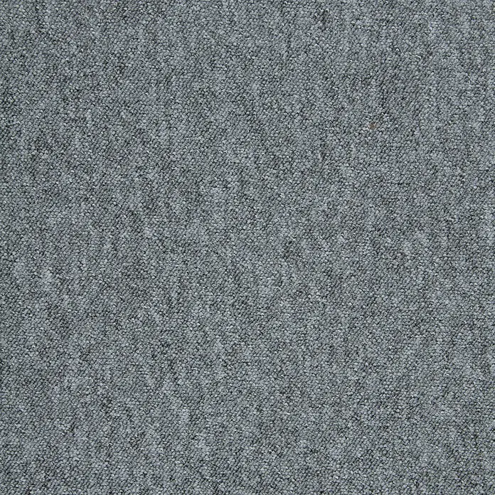 Bricoflor Teppichfliese - Breite: 50 cm, Schlinge, Polypropylen, grau - Nahaufnahme einer dichten, strukturierten grauen Schlingenflor-Teppichoberfläche.