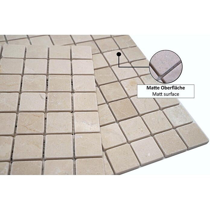 Mosaikfliese Quadrat Uni MOS 32/13R (30,5 x 30,5 cm, Beige, Matt)