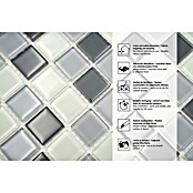 Mosaikfliese Quadrat Crystal Mix CM 4125 (32,7 x 30,2 cm, Grau, Glänzend)