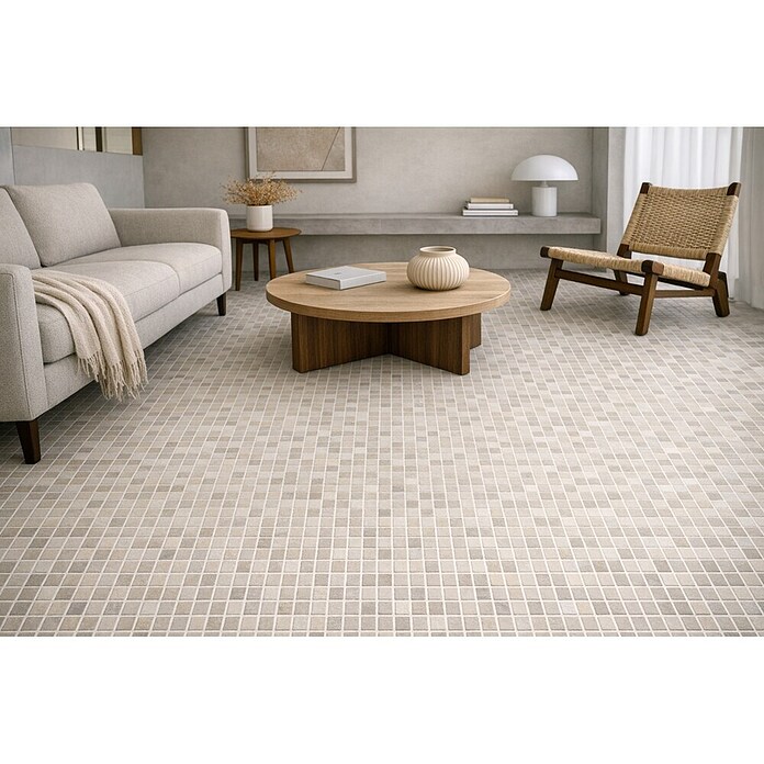 Mosaikfliese Quadrat Uni MOS 32/13R (30,5 x 30,5 cm, Beige, Matt)