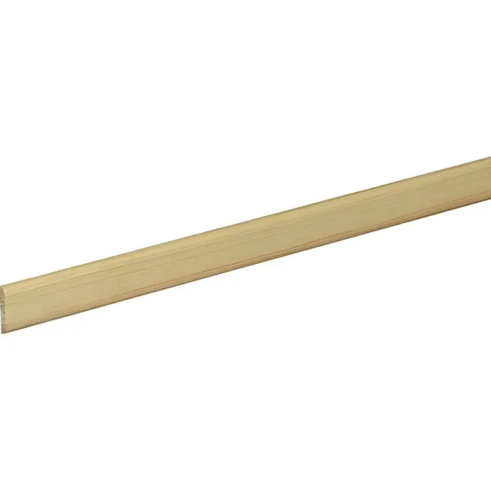 Abschlussleiste - L x B x H: 240 x 0,4 x 2,3 cm, Kiefer - Detailaufnahme einer unbehandelten Holzleiste, ideal für Heimwerkerprojekte und Innenausbau, mit feiner Maserung.