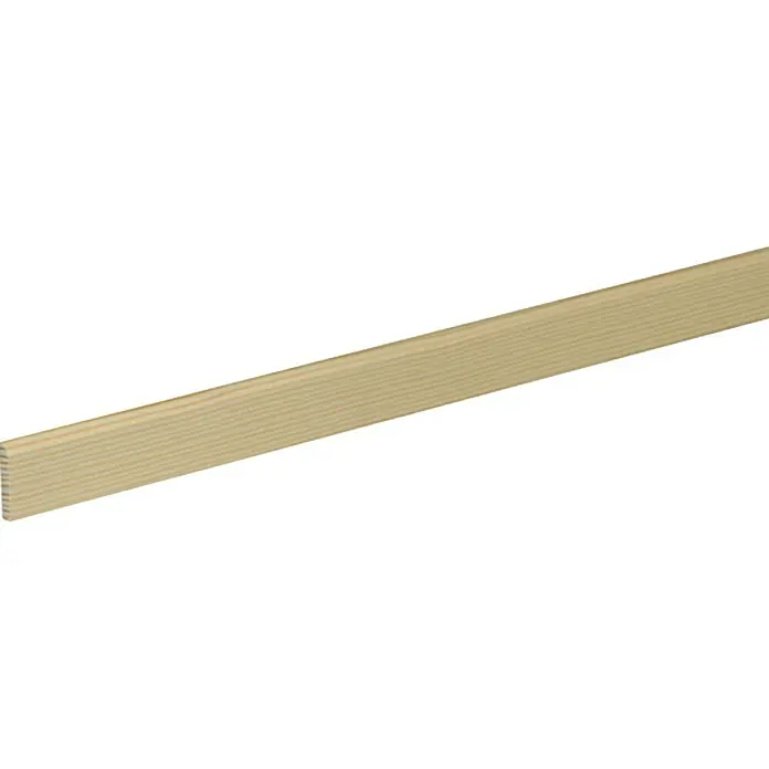 Rechteckleiste - 240 x 0,4 x 2,3 cm, Kiefer - Holzleiste: Nahaufnahme einer hellen Holzleiste mit feiner Maserung, ideal für Bau- oder Dekorationsprojekte.