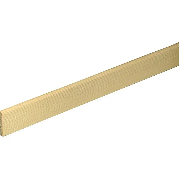 Rechteckleiste - 240 x 0,4 x 2,9 cm, Kiefer - Nahaufnahme einer hellen Holzleiste mit deutlicher Maserung, ideal für Bau- oder Bastelprojekte, die natürliche Schönheit erfordern.